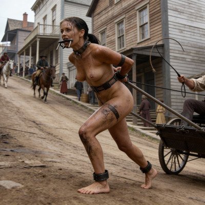 Ponygirl hauling uphill
