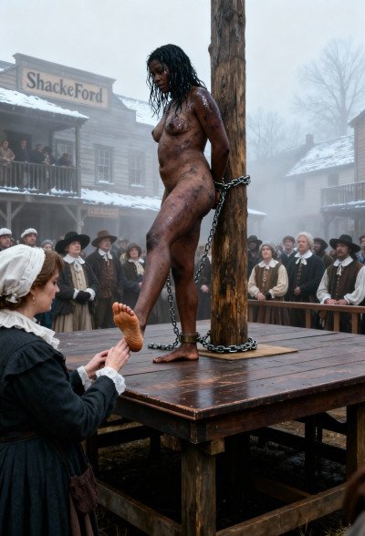 Chained SlaveGirl at Auction