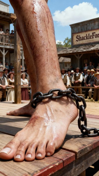 Shackled Slavegirl Feeling the Eyes